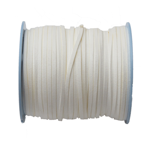 Suede Cord, 3mm-White; per yard