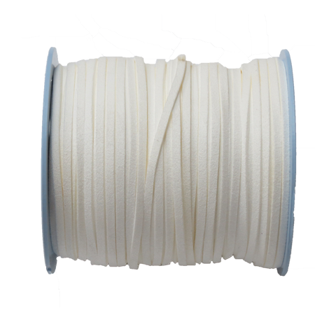 Suede Cord, 3mm-White; per yard