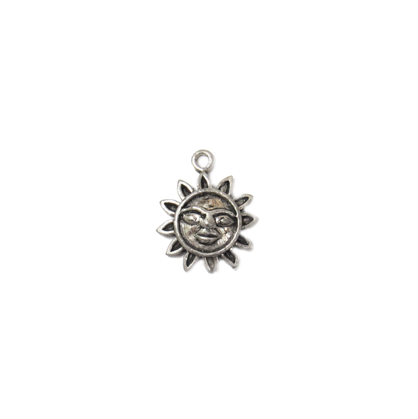 Small Sun Charm, Sterling Silver, 16x13mm - 1 piece