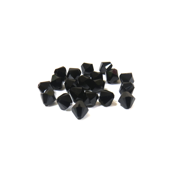 Swarovski Crystal, Bicone, 6mm - Jet; 20 pcs