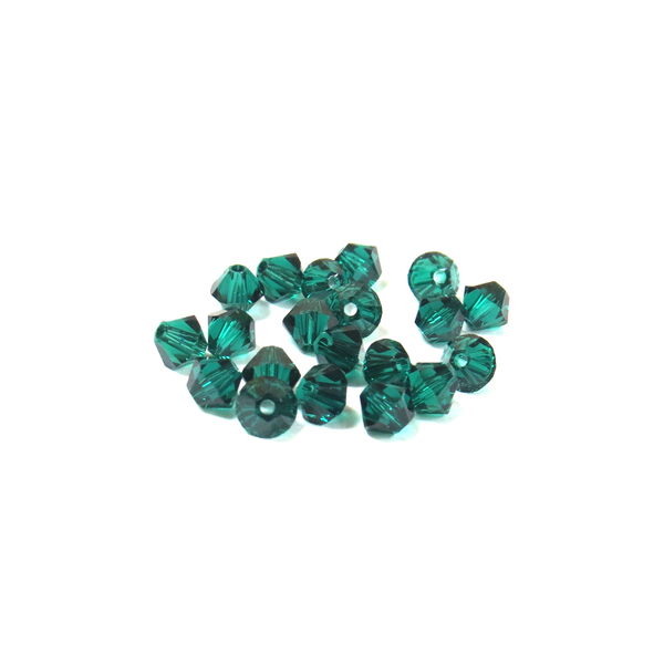Swarovski Crystal, Bicone, 4mm - Emerald; 20 pcs