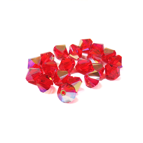Swarovski Crystal, Bicone, 8mm - Light Siam AB; 20 pcs