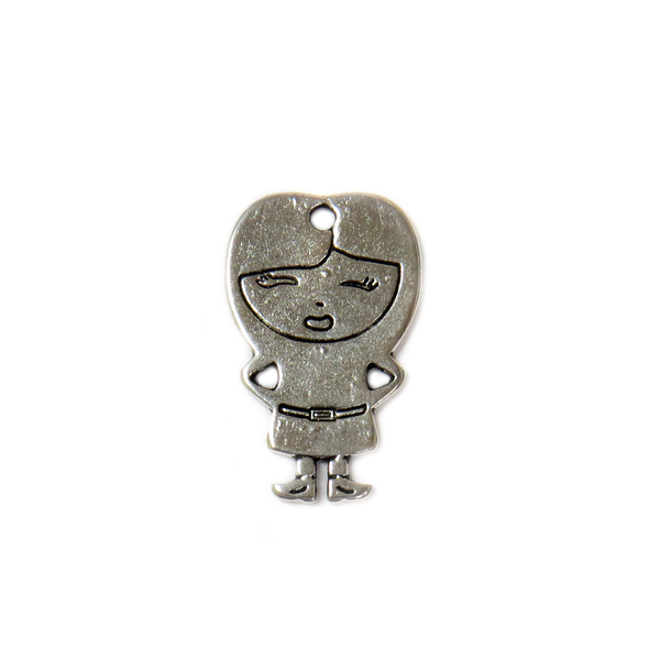 Girl Charm, Silver, 26x16mm - 1 piece
