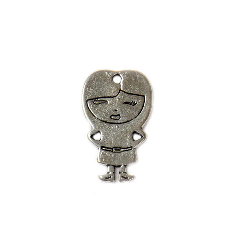 Girl Charm, Silver, 26x16mm - 1 piece