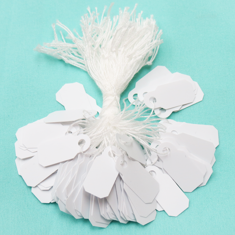 Tag, Paper & String White-4/5 x 2/5 inch; 100pcs