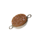 Tan Druzy Connector, Silver, 24x13mm; 1 piece