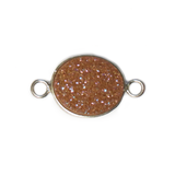 Tan Druzy Connector, Silver, 24x13mm; 1 piece