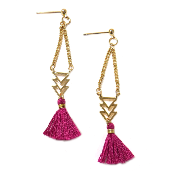 Earring Tassels Fuschia, 2 inches - 1 piece