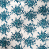 Amie, Embroidered Lace, Teal Blue, 54" Wide- 1 Yard