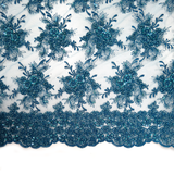 Amie, Embroidered Lace, Teal Blue, 54" Wide- 1 Yard