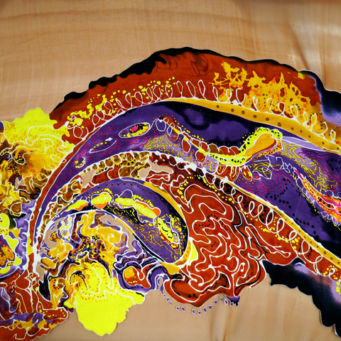 Terracota Multi Color Silk Chiffon Prints, 54" Wide- 1 Yard