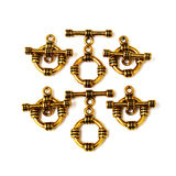 Toggle Clasp Tibetan Style, Antique Gold-15mm; 6pcs