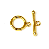 Toggle Clasp Flat, Gold Plated Brass-12mm; 5pcs