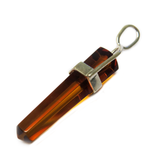 Topaz Genuine Amber Pendant, Sterling Silver, 56x14mm; 1 piece