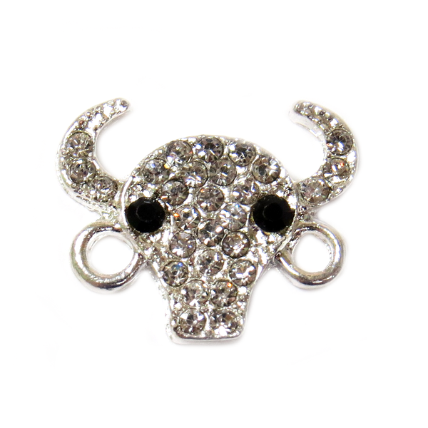 Bull Rhinestone Connector-Silver