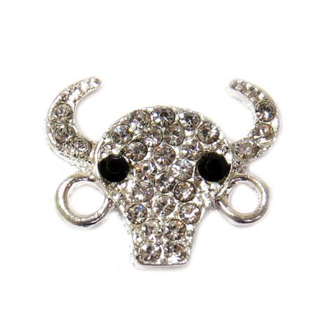Bull Rhinestone Connector-Silver