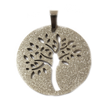 Tree of Life Stardust Pendant, Stainless Steel, 36mm, Silver - 1 piece