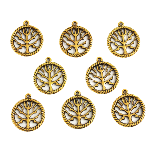 Tree of Life, Round 2-Antique Gold; 8pcs.