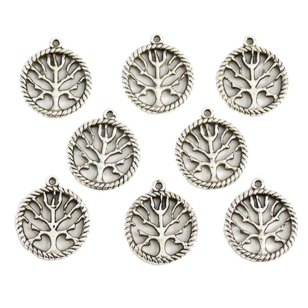 Tree of Life, Round 2-Antique Silver; 8pcs.