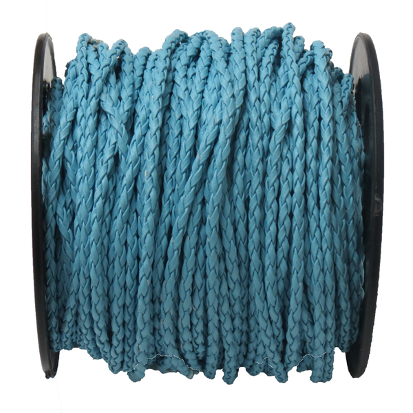 Braided Synthetic Leather Cord, 2.5mm-Blue; per yard
