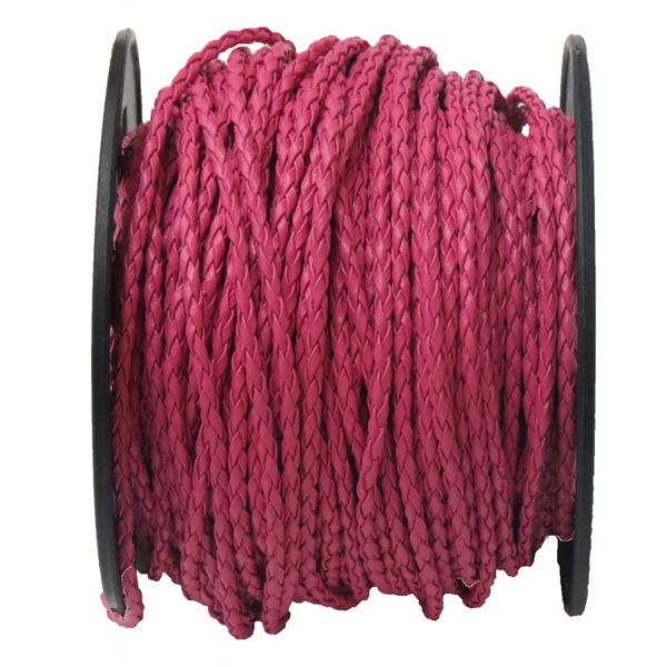 Braided Synthetic Leather Cord, 2.5mm-Fuschia; per yard