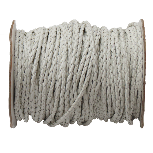 Braided Synthetic Leather Cord, 2.5mm-White; per yard