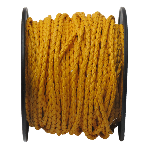 Braided Synthetic Leather Cord, 2.5mm-Yellow ; per yard