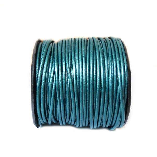 Truly Teal Genuine Leather Cord, 1.5mm; 1 yard