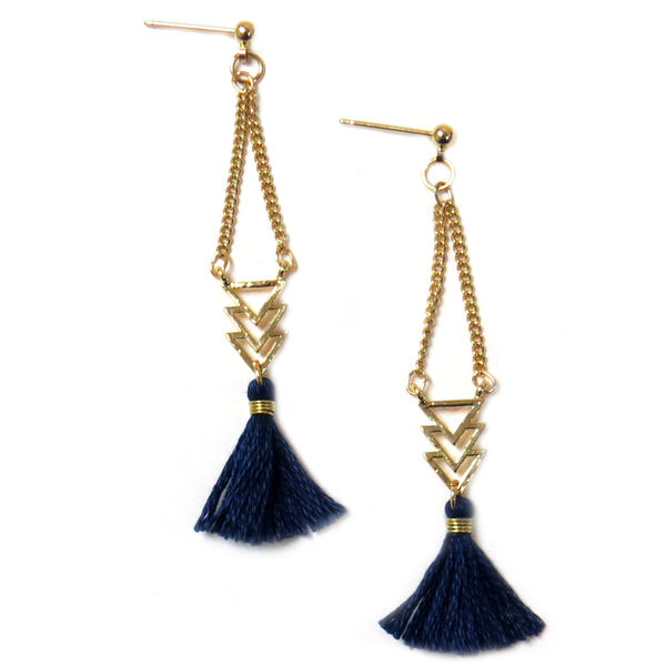 Earring Tassels Navy Blue, 2 inches - 1 piece