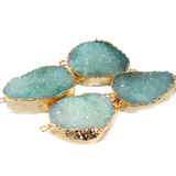 Tourmaline Druzy Connector, Gold, 29x42mm - 1 piece