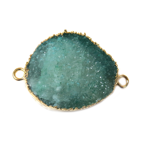Tourmaline Druzy Connector, Gold, 29x42mm - 1 piece