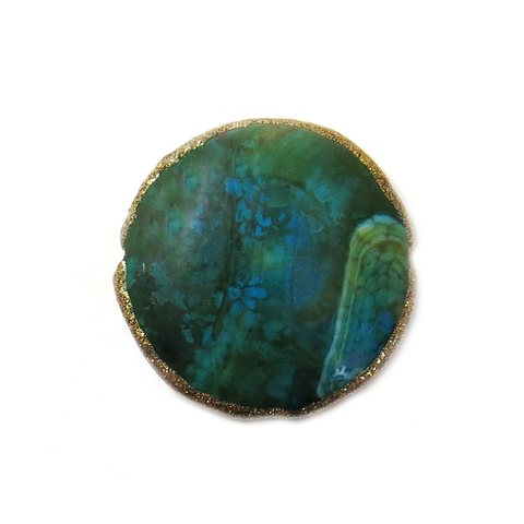 Round Turquoise & Glitter Bead, 36mm - 1 piece