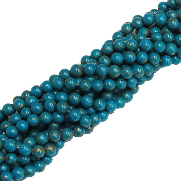 Turquoise with Pyrite Stripes, Round -8mm