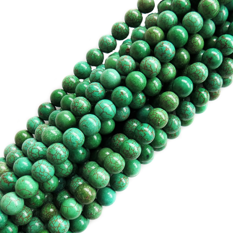 7mm Green Turquoise Round Beads; 1 strand