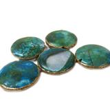 Round Turquoise & Glitter Bead, 36mm - 1 piece