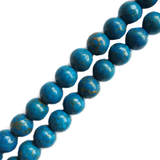 Turquoise with Pyrite Stripes, 9mm to 9.5mm; 1 strand