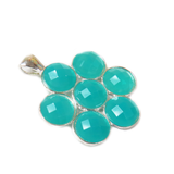 Turquoise Flower Resin Pendant - Silver