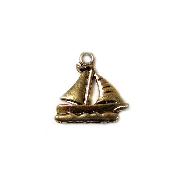 Sailboat Charm, Bronze, 19mm - 1 piece