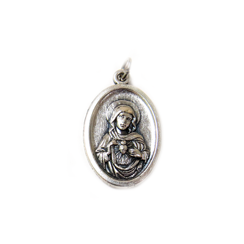 Virgin Mary Italian Charm, Antique Silver, 25x16mm - 1 piece