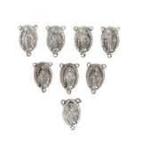 Virgin Mary Rosary Connector, Antique Silver- 8 pieces