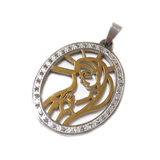 Virgin Mary Pendant, Stainless Steel, 47x32mm - 1 piece