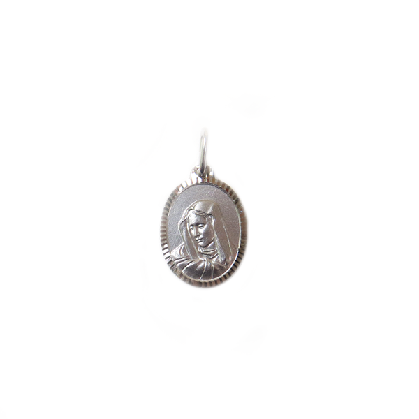 Virgin Mary Charm, Italian Sterling Silver, 17x13mm - 1 piece