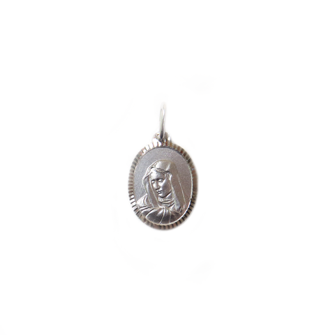 Virgin Mary Charm, Italian Sterling Silver, 17x13mm - 1 piece