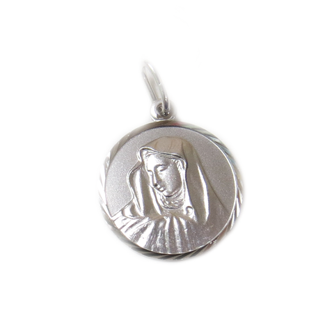 Virgin Mary Charm, Italian Sterling Silver, 21mm - 1 piece