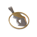 Round Pendant Virgin Mary, Stainless Steel, Gold & Silver, 31mm - 1 piece
