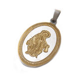 Religious Medal, Gold with Silver, Stainless Steel, 32x20mm - 1 piece