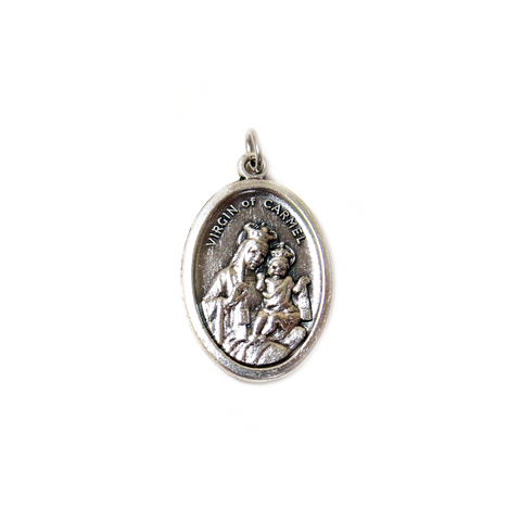 Virgin of Carmel Italian Charm, Antique Silver, 25x16mm - 1 piece