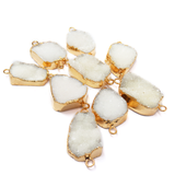 White Cloud Druzy Quartz Connector, 37x24mm; 1 piece
