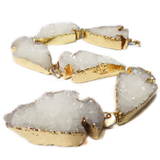 White Druzy Arrow Head Pendant - Gold
