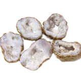 White Glitter Druzy Bead, Gold, 32x23mm - 1 piece